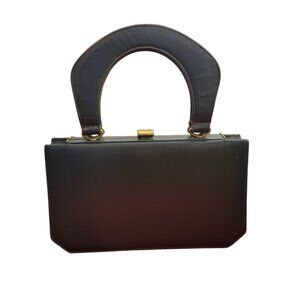 RARE Vintage Susan Gail Original 1950's - 60's Gray Leather Top 2 Handle Handbag